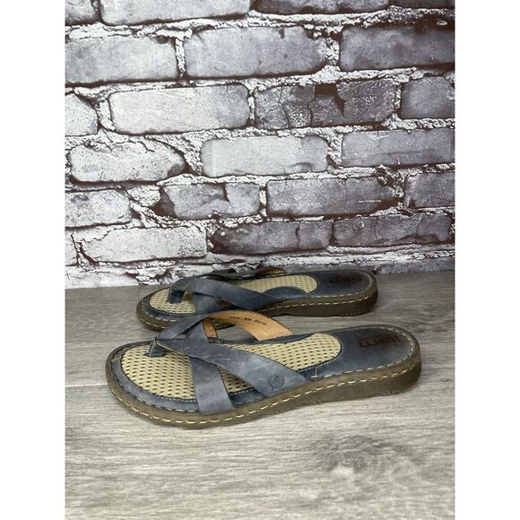 Born Blue Leather Slide Sandals Women Sz 9M US/40.5EU - Picture 1 of 16